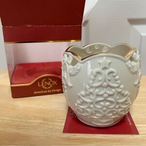 LENOX merry lights tree votive tea light holder classic ivory with gold holiday